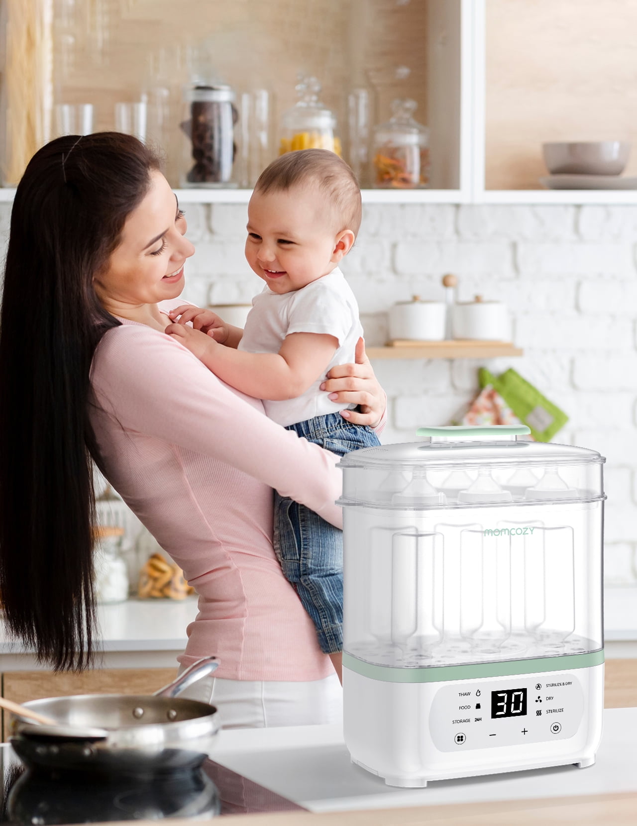 Momcozy Bottle Sterilizer and Dryer, 8-in-1 Electric Steam Bottle Sterilizer for Baby Bottles, Pacifiers, Pump Parts
