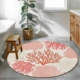 thumbnail image 4 of Red Coastal Round Area Rug 3 FT, Small Kitchen Bathroom Mat, Vintage Coral Ocean Modern Sea Abstract Washable Indoor Outdoor Throw Runner Carpet Non-Shedding Doormat for Table Shower Sofa Entryway, 4 of 9