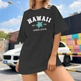 thumbnail image 3 of UANWENN T-Shirt d'Été Imprimé Col Rond Manches Courtes Raglan Style Plage Décontracté (4) T-Shirts Longs Ajustés pour Femmes Col Roulé pour Femmes Pack T-Shirts Décontractés Manches Courtes pour Femmes, 3 of 5