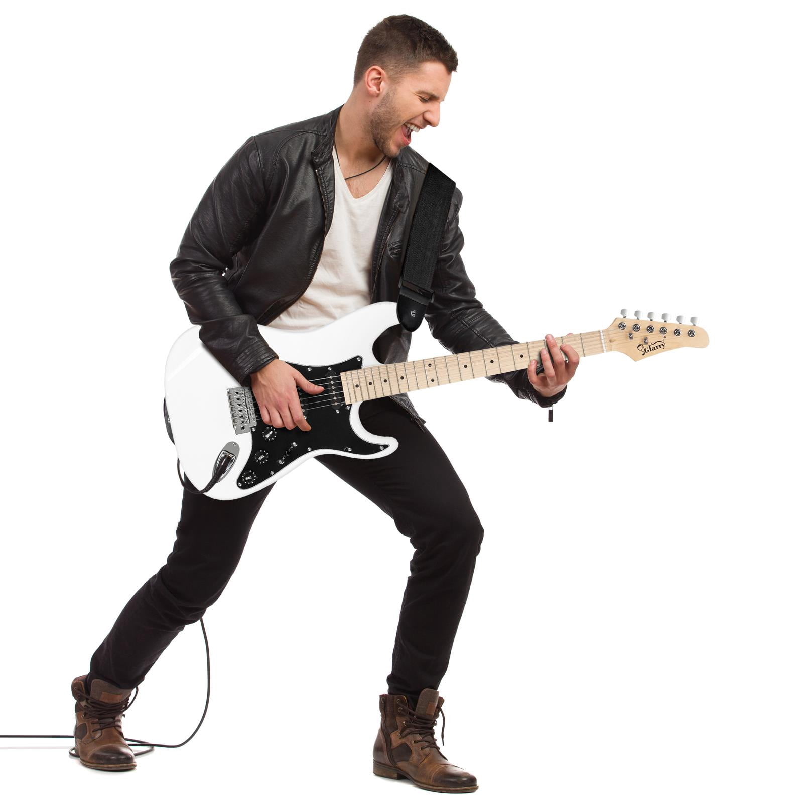 Glarry Beginner Electric Guitar Kit for Starter with 20Watt Amplifier,Bag,Strap,Plectrum,Spanner Tool,Wire,Tremolo Bar,White