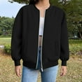 thumbnail image 2 of iHPH7 Women's Jackets Womens Bomber Jacket Casual Outerwear Baggy Jacket Womens Varsity Bomber Jacket Streetwear Women Womens Jackets Casual Black L, 2 of 6