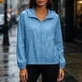 thumbnail image 6 of MORESEC Women's Plus Size Summer Fall Windbreaker Jackets Solid Casual Loose Thin Outerwear Lightweight Travel Beach Tops, Light Blue 2XL, 6 of 9