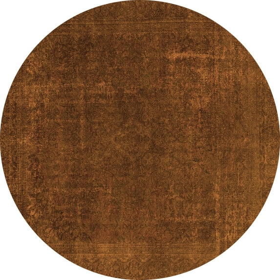Ahgly Company Indoor Round Abstract Orange Modern Area Rugs, 5' Round