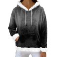 thumbnail image 7 of Hoodies For Women Oversized Winter Plush Cute Gradient Print Flannel Hooded Sweatshirt Trendy Fall Winter Clothes Cozy Pullover,Black,S, 7 of 7