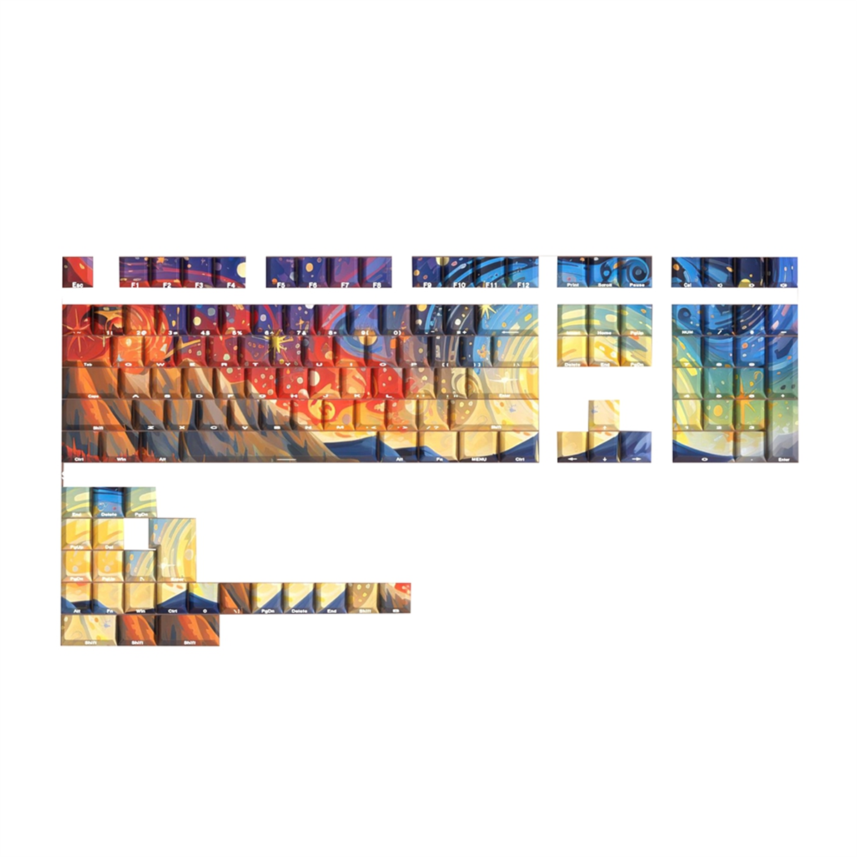 Starry Skys Cherry Keycaps PBT Material Side Letter Dye-Sub Keys Caps for Mechanical Keyboard ISO ANSI Layout A,1set * Keycaps,Starry Sky V1