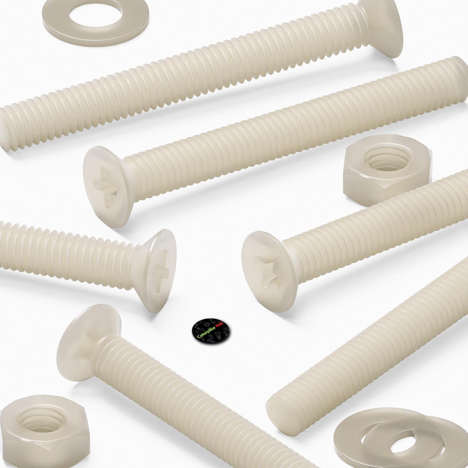 50 x Nylon Countersunk plastic machine screws, M3 x 25mm, Plastic Bolts, Nuts & Washers, (3/32 x 1 in)