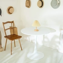 Bestco 32in Modern Dining Table Round Pedestal Table Tulip Table for 4 People White
