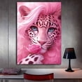 thumbnail image 6 of Mudket Pink Fluffy Leopard with Pink Rose Canvas Wall Art, Cute Glam Princess Wall Art for Bedroom Print for Girls Nursery Dorm Home Decor , Framed Ready to Hang - 12"L x 8"W, 6 of 9