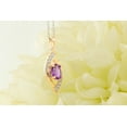 thumbnail image 3 of Dazzlingrock Collection 8X6mm Oval Amethyst & Round White Diamond Flame Pendant for Women with 18 Inch Silver Chain (0.30 ctw, Color I-J, Clarity I2-I3) in 10K Rose Gold, 3 of 6