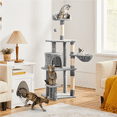 thumbnail image 2 of Alden Design 57″ Tall Multi Level Cat Tree with Basket & Condo & Scratching Post, Light Gray, 2 of 8