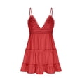 thumbnail image 5 of BLVB Sundresses for Women Summer V-Neck Spaghetti Strap Backless Lace Mini Skater Dress Beach Vacation Dress, 5 of 7