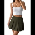 thumbnail image 3 of Falda de Tenis Plisada de Cintura Alta para Mujer y Niña, Estilo Escolar, Corte A Verde M, 3 of 10