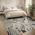 thumbnail image 3 of ODIKA 8'x10' Gray Cream Geometric Floral Design Washable Area Rug Intricate Inspired Motif Non-Slip Chair-Friendly Mat for Dining Room, Large Office, Lounge, 3 of 7