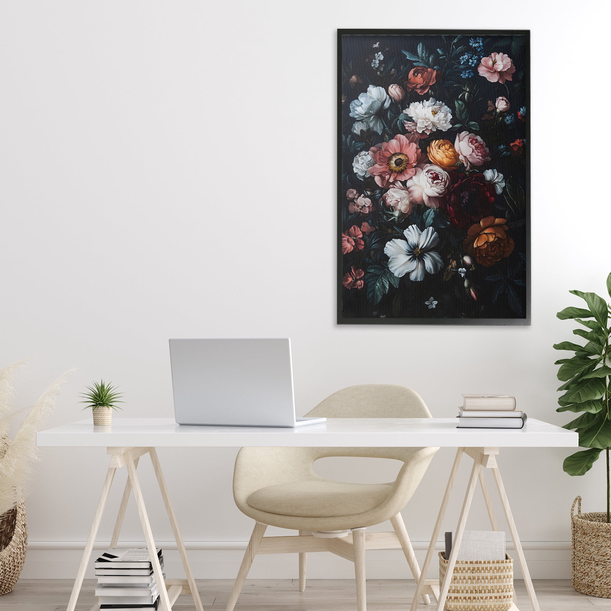 Stupell Industries Midnight Garden Velvet Florals Black Framed Giclee Art, design by Creative Studio