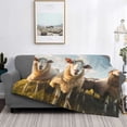 thumbnail image 2 of Honeii Cute Prairie Sheep Herd print throw blanket, crafted from cozy cotton flannel, offers versatile home decor as a bedding suitable for all seasons.-40"x30", 2 of 6