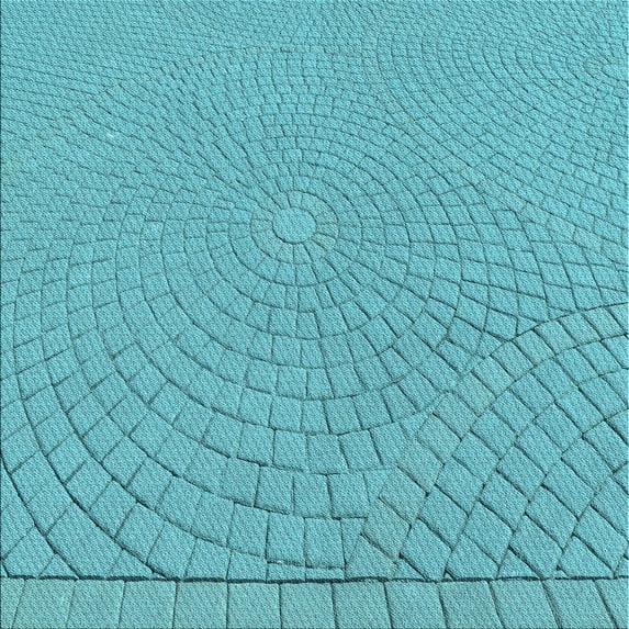 Ahgly Company Indoor Square Patterned Bright Turquoise Blue Area Rugs, 6' Square