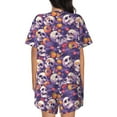 thumbnail image 6 of Uemuo music Skull record Pattern Women's Short-Sleeved Pajama, Button-Front Loungewear, 2-Piece Summer Sleepwear, Elastic Drawstring Shorts-XX-Large, 6 of 7
