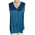 thumbnail image 1 of Camiseta sin mangas de satén con cuello en V para mujer, plisada, holgada, sin mangas, para uso diario, 1 of 2
