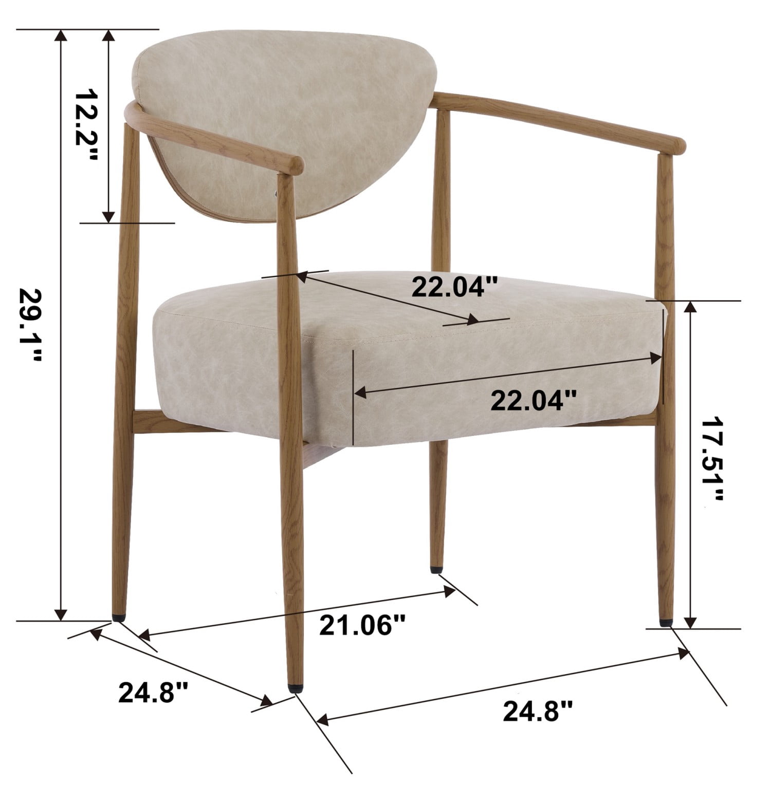 Blue Velvet Dining Chair Living Room Chair Upholstered Foam Seat Accent Chair with Metal Frame Wood Grain Water Transfer Finish for Bedroom Dining Room Cafe