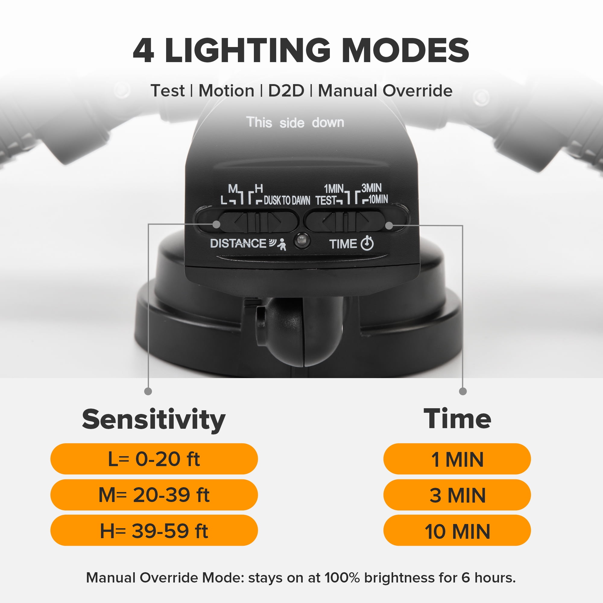UME 4500LM LED Security Lights Motion Sensor Light Outdoor, 5000K Daylight, IP65 Waterproof, Dusk to Dawn, 3 Head Motion Detected Flood Light for Garage, Yard, Porch (Black)