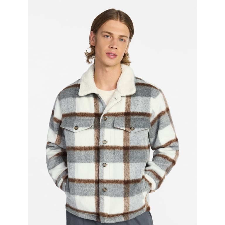 No Boundaries High-Pile Fleece Lined Plaid Overshirt photo 5
