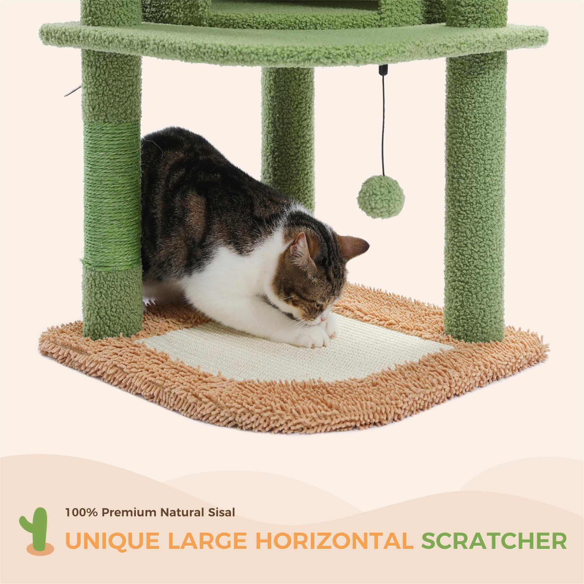 Kadyn 42" Cactus Cat Trees Towers for Indoor Cats with Scratching Mat and Posts, Cat Condo, Cat Tree House for Kitten, Green