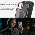 thumbnail image 6 of VENINGO Magnetic for iPhone 15 Case, Compatible with Mag-safe, Drop Protection, 6.1" Metal Camera Frame Translucent Slim Protective Cover for Women Girls, Pink, 6 of 9