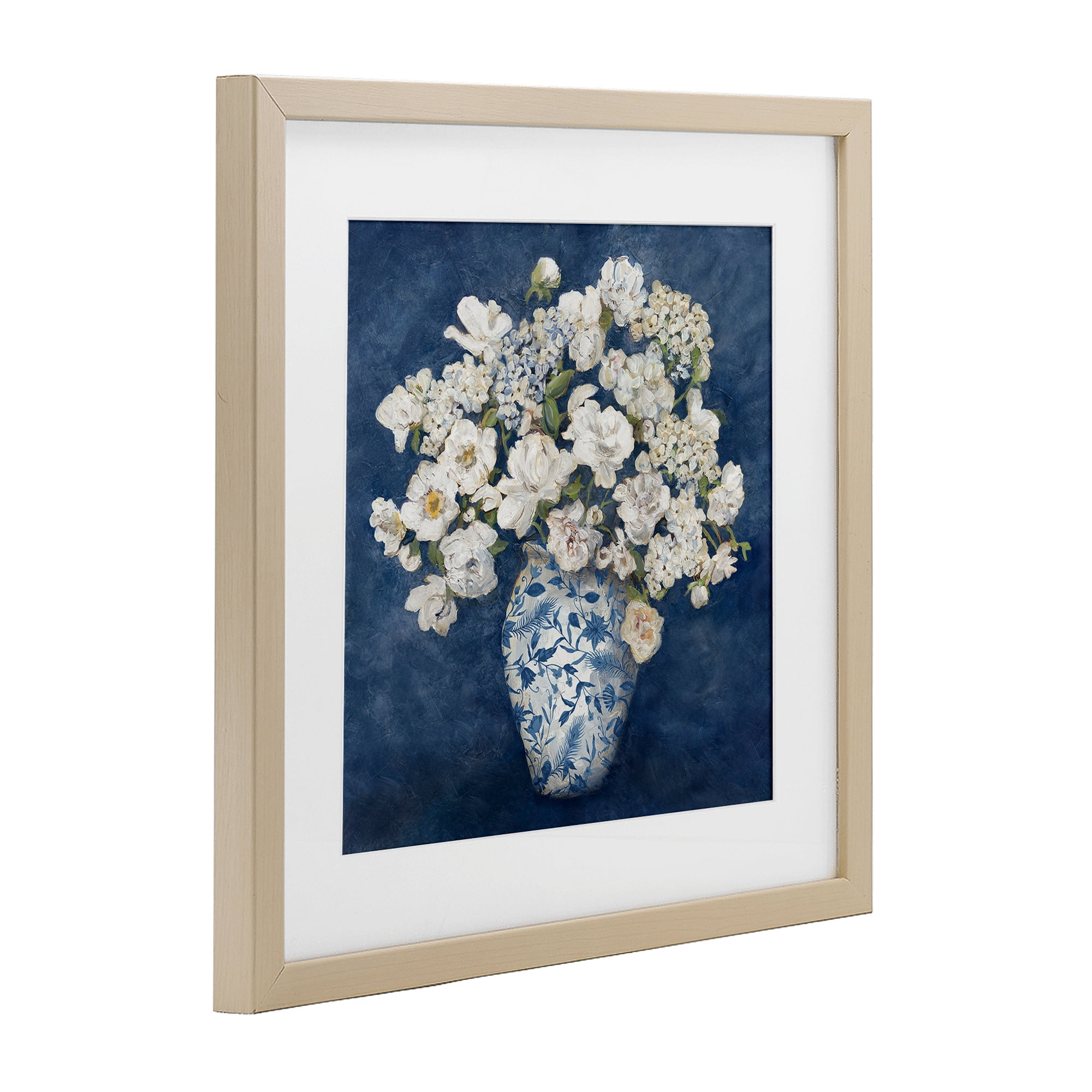 Stupell Industries Classic Blue Chinoiserie Vase Birch Framed Print Under Glass, design by Charlene Olson