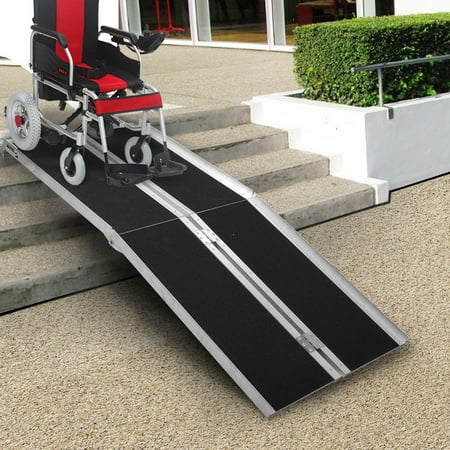 ramp wheelchair aluminum portable handicap 6ft threshold mobility jaxpety suitcase fold
