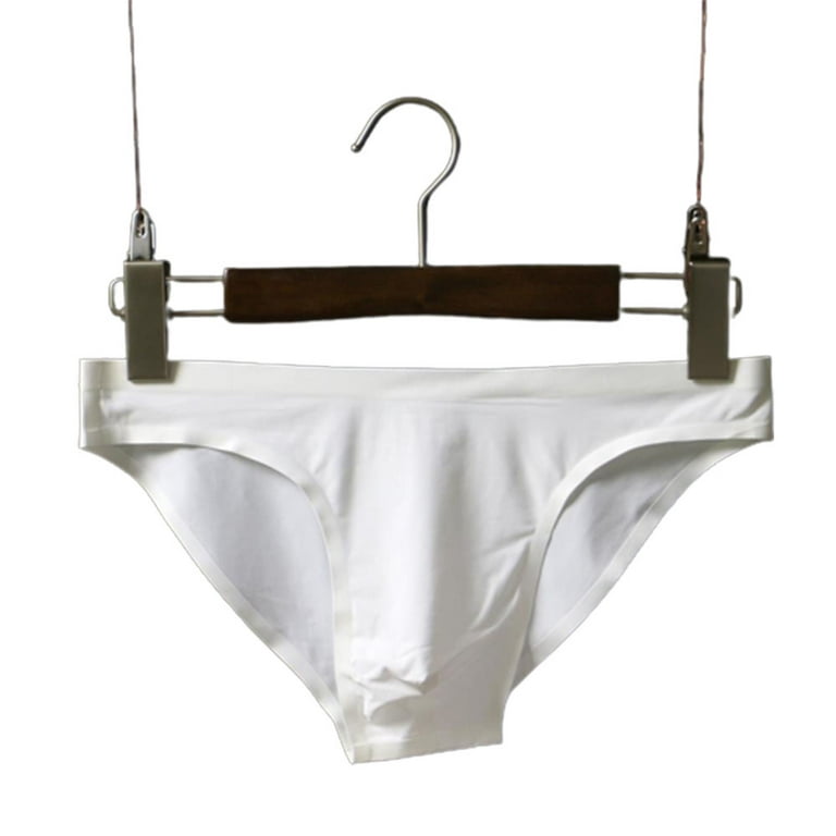 Eleluny Men Seamless Briefs Thong G-String Panties Underwear Comfy  Underpants White L 
