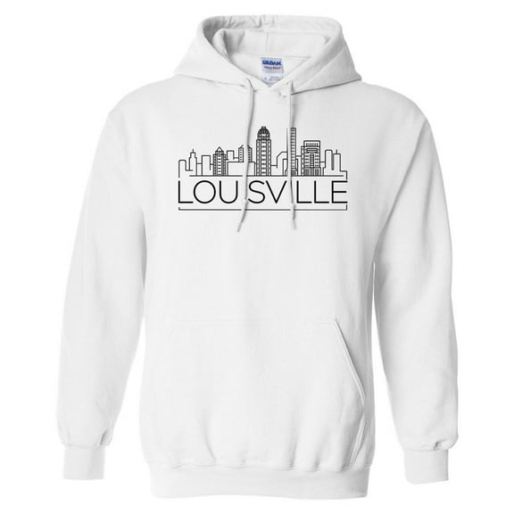 Skyline Louisville Kentucky Hoodie Sweatshirt Unisex Large White