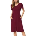 thumbnail image 4 of JuneFish Women's Summer Casual Short Sleeve Dressy Dresses Empire Waist Knee Length Dress with Pockets, 4 of 7