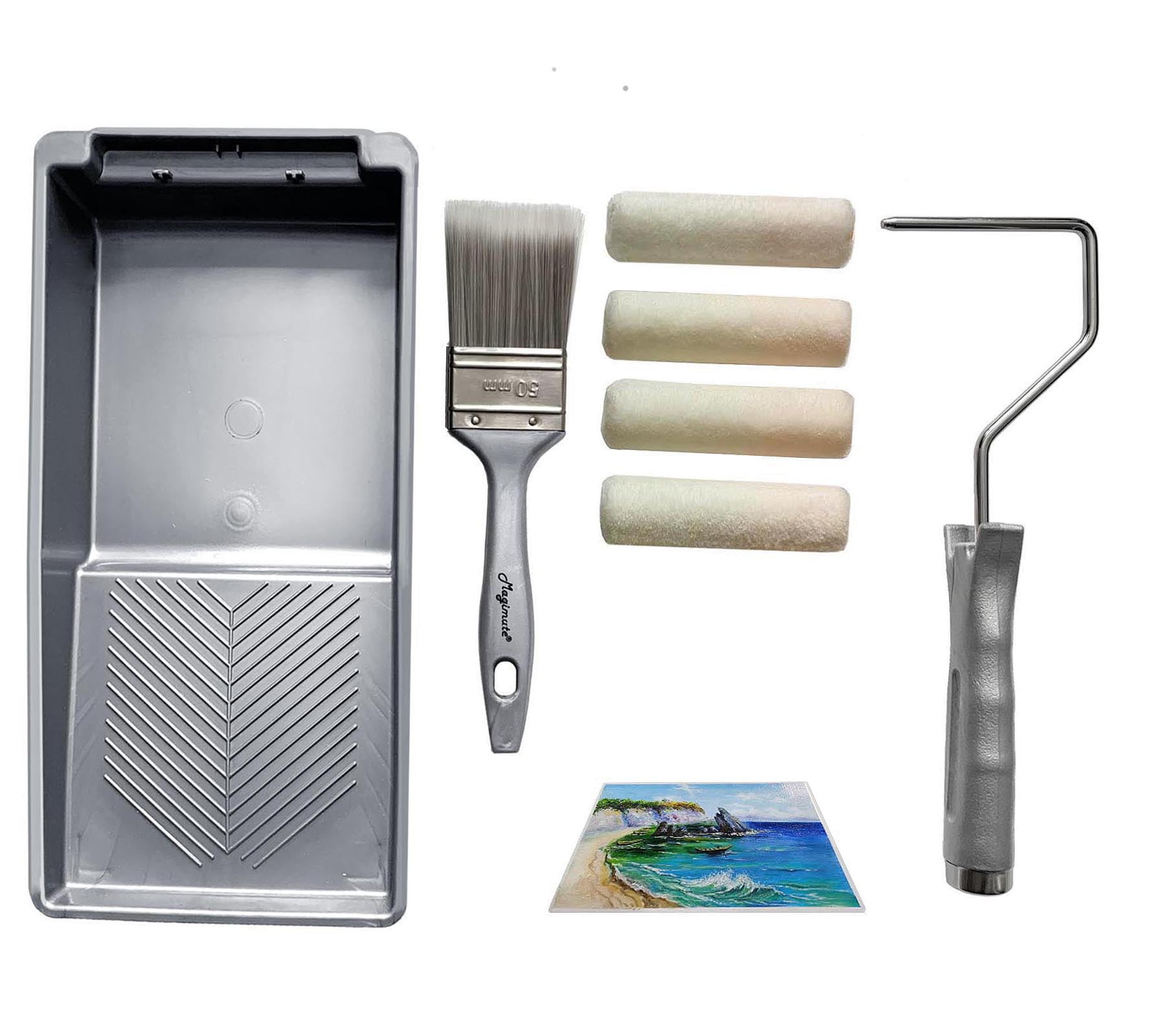 Magimate Small Roller Paint Set with Threaded Roller Handle, 2 inch