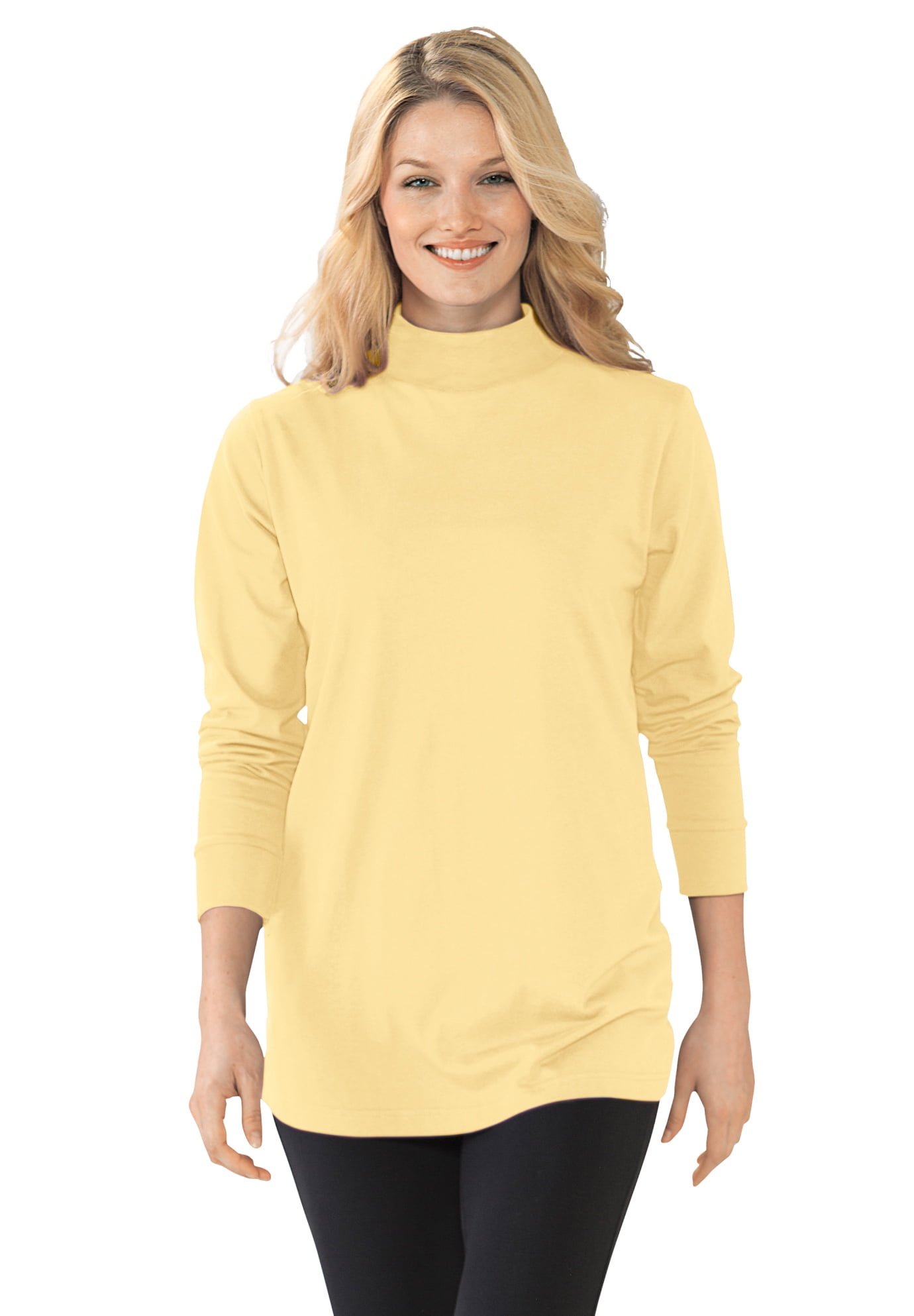 Download Woman Within - Woman Within Women's Plus Size Perfect Long-Sleeve Mock-Neck Tee Shirt - Walmart ...