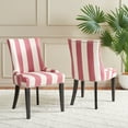 thumbnail image 2 of SAFAVIEH Lester Contemporary Polyester Linen Striped Dining Side Chair, Pink/White (Set of 2), 2 of 17