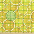 thumbnail image 2 of Ambesonne Fruit Fabric by the Yard Upholstery, Lemon Orange Circles, 1 Yard, Yellow White and Green, 2 of 5