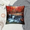 thumbnail image 2 of Creowell Waterfall Forest Red Leaves Pillow Cases with Zipper Home Decor for Living Room Bedroom Outdoor Square Autumn Pillowcase 1PC 22x22in, 2 of 5