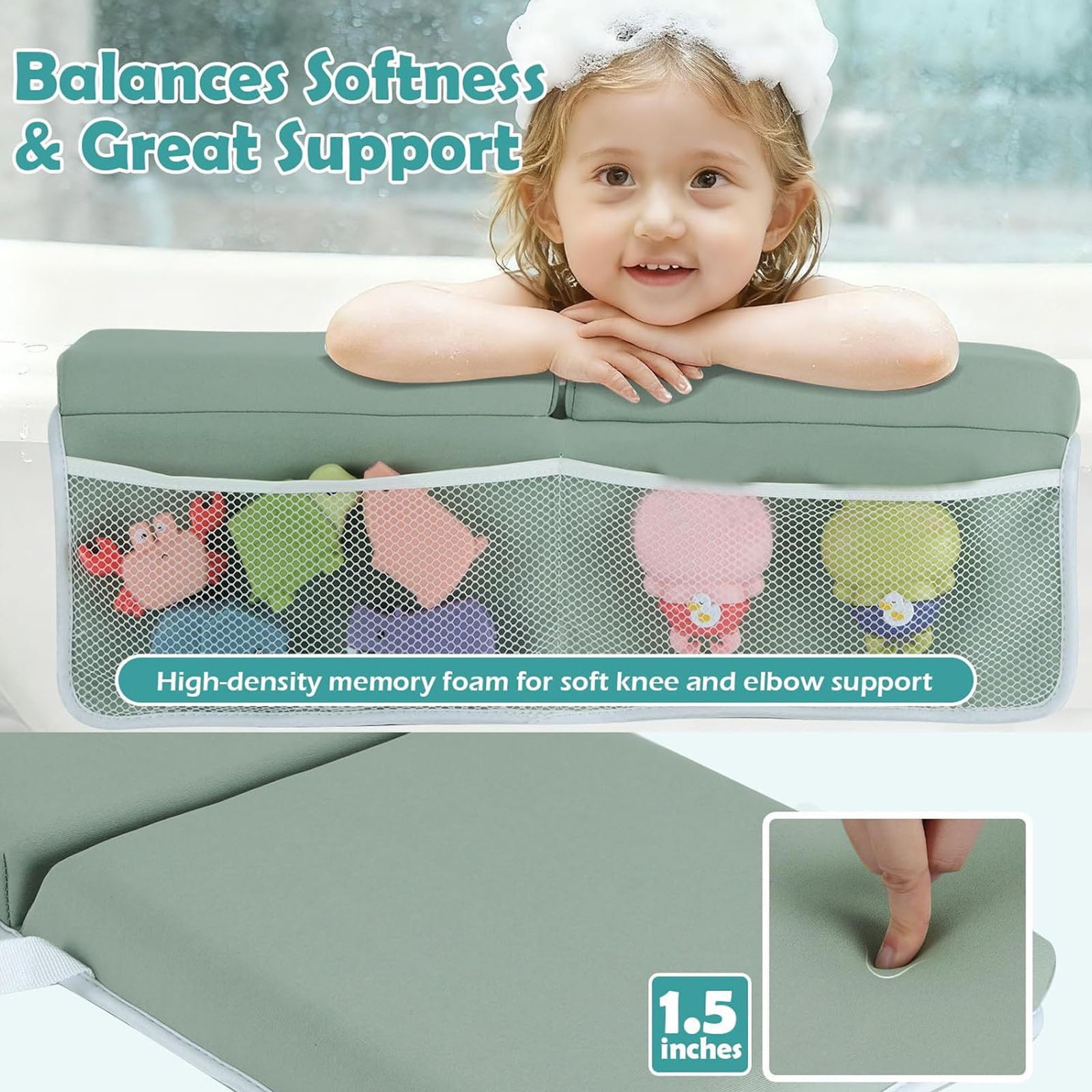 Baby Bath Kneeling Pad Set with Memory Foam for Knee Comfort and NonSlip Design During Infant Bath Time