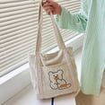 thumbnail image 3 of Simple Soft Bear Print Coin Purse Travel Ladies Phone Pouch Corduroy Handbag Casual Tote Shoulder Bags Cartoon Shopping Bags BLACK, 3 of 8