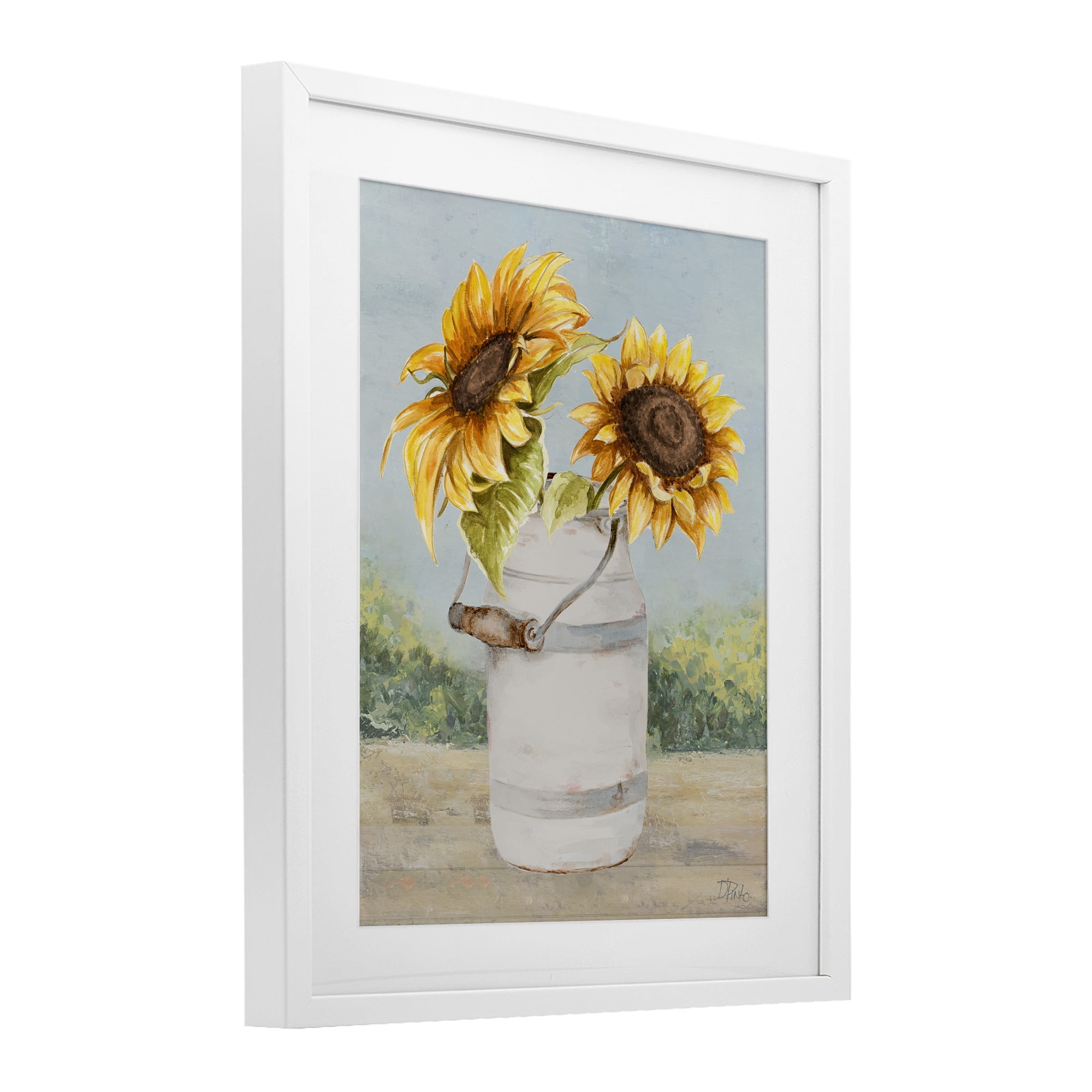 Stupell Industries Sunflower Pitcher in Country White Framed Print Under Glass, design by Patricia Pinto