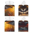 thumbnail image 2 of Sikiie Sunset Flower Meditating Raccoon Leather Tissue Box Cover Square, tissue box holder, Tissue Box with Bottom Belt-5.2”x5.2”x5.2”, 2 of 7