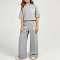 thumbnail image 3 of FSYBOA Girls Casual Outfit Sets, Vacation Fashion 2 Piece Summer Kids Clothing Set Gray Size 11-12T, 3 of 5
