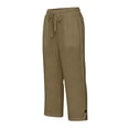 thumbnail image 4 of HongQid Cotton Capri Pants Drawstring Elastic Waist Split Cuff Cropped Trousers Textured Side Pockets Lightweight Casual Bottoms for Women Summer, 4 of 4
