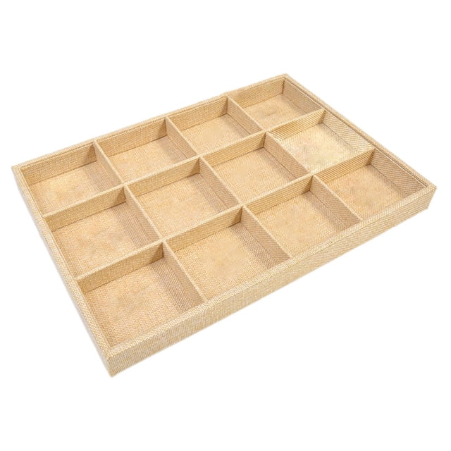Caja organizadora de Joyería Sunnimix Envuelta en arpillera Bandejas de inserción