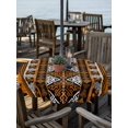 thumbnail image 2 of Outdoor Tablecloth with Umbrella Hole for Patio/Picnic/Party/Camping, Yellow Beige Boho Waterproof Table Cloth Round Cover Washable, Geometric Vintage Abstract Art Ethnic (Dia 54"), 2 of 8