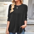 thumbnail image 4 of qucoqpe Womens Summer Tops Fashion Casual Ribbed Batwing 3/4 Sleeve Tunic Shirts Loose Fit Blouses, 4 of 5