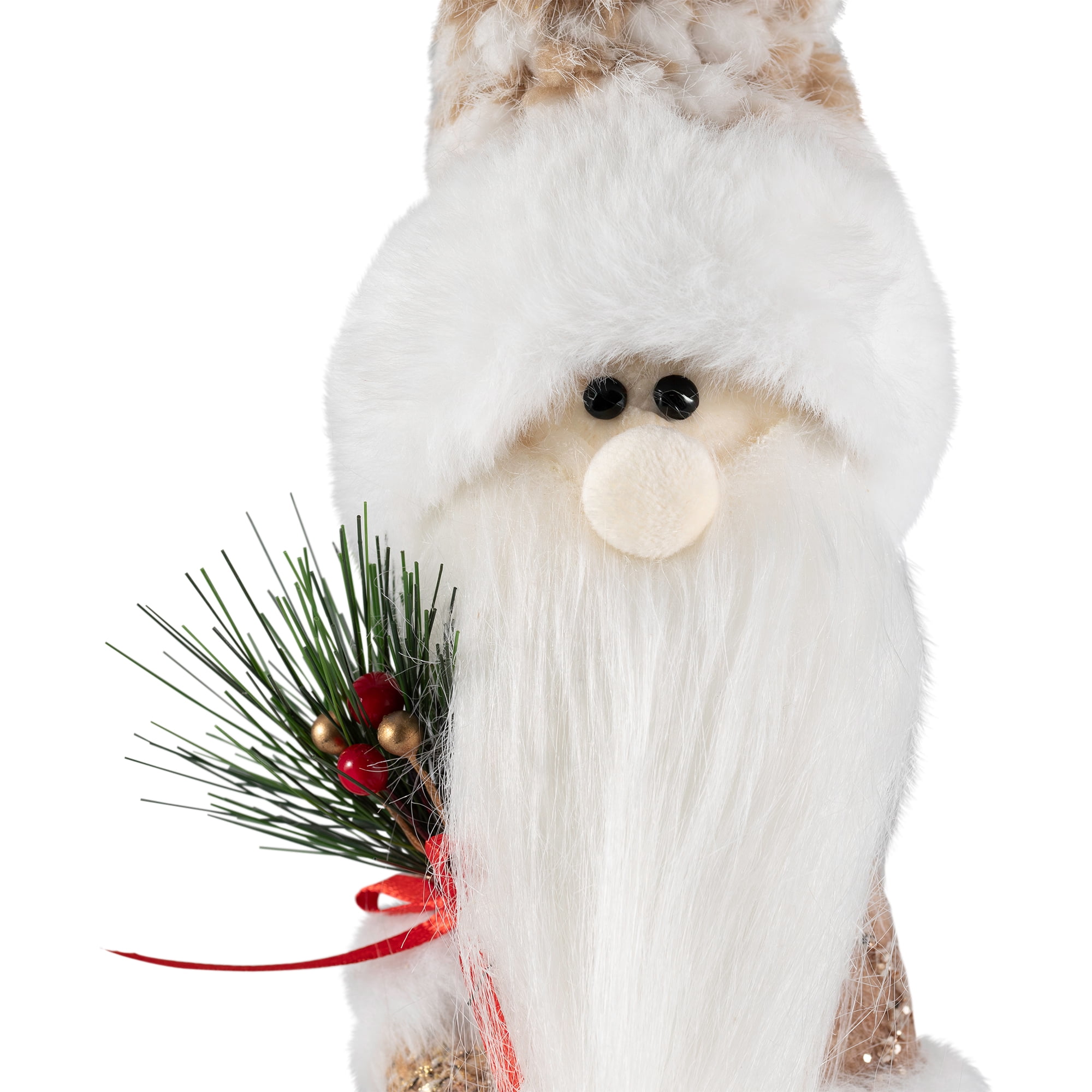 Northlight Santa Gnome Holding Pine Sprigs in Plush Winter Hat Christmas Figure - 19"