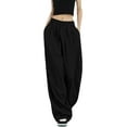 thumbnail image 2 of Lucakuins, pantalones de traje de pierna ancha para mujer, pantalones sueltos casuales elásticos de Color sólido para el trabajo, ropa de calle de oficina Lucakuins  moda, 2 of 9