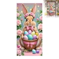 thumbnail image 7 of 1/2Pieces Easter Door Cover Decorations Rabbit Ear Wreath & Floral Pattern, Suitable for Entrance, Balcony, Farmhouse Easter Holiday Home Door Cover Decor, 7 of 7
