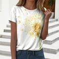 thumbnail image 2 of vigerkar Dandelion Graphic Floral T-Shirt Women Casual Summer Boho Tops Holiday Wildflowers Tee Shirts (Yellow, M), 2 of 7